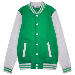 網上訂單訂做棒球褸  個性設計團體撞色啪鈕棒球褸  棒球褸供應商  綠色撞灰色  100%Cotton SKBJ003 網上訂單訂做棒球褸  個性設計團體撞色啪鈕棒球褸  棒球褸供應商  綠色撞灰色  100%Cotton SKBJ003